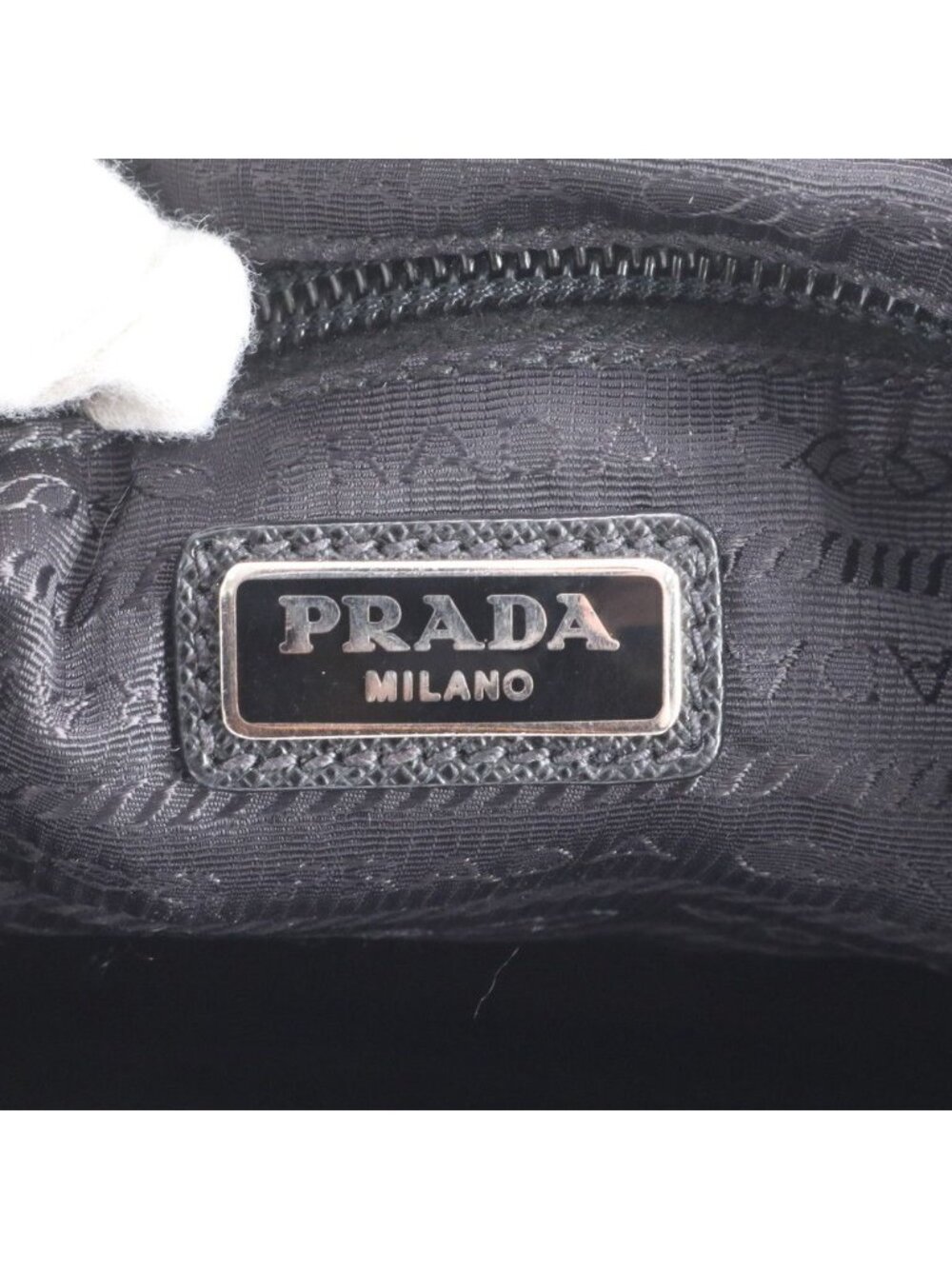 Prada Tessuto Nylon Triangle Logo Pouch Leather Handbag Tote - Picture 8 of 8